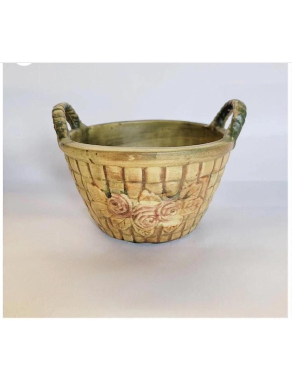 Vintage Weller Rose Baket Planter